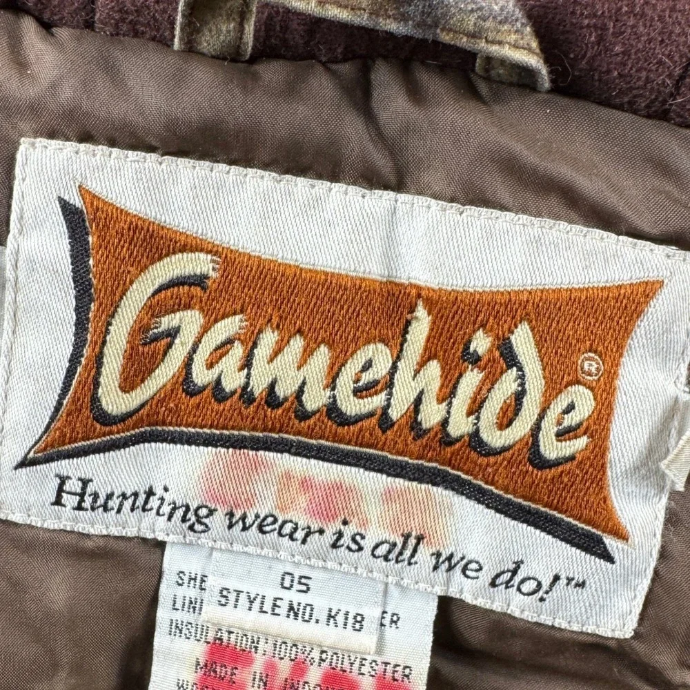 Vintage Gamehide Jacket Youth M Camo Mossy Oak Shadow Grass Insulated Warm Hood